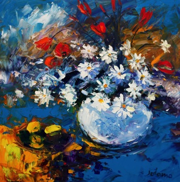 Tulips and Daisies with Lemons 24x24